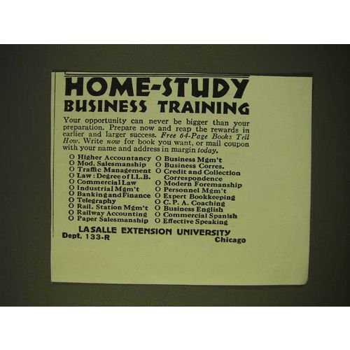 1933 LaSalle Extension University Ad - Home-study business training