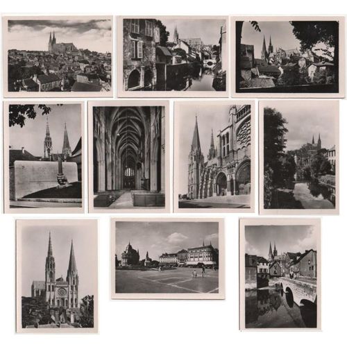Chartres France, Estel 10 small black & white vintage photo's in booklet album