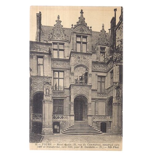 HOTEL GOUIN, TOURS, FRANCE unused antique postcard.