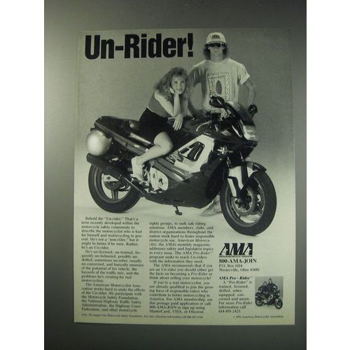 1991 AMA American Motorcyclist Association Ad - Un-Rider