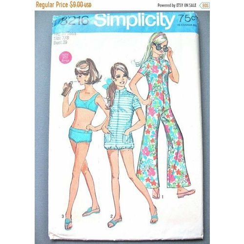 Simplicity 8216 Junior/Teen Jumpsuit, Swimsuit & Short Pattern - Sz 9/10 Bust 31