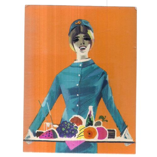LOT POLISH AIRLINES, POLAND used vintage postcard stamp dated 1970 =