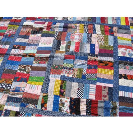 Flip n Fold Scrap Patchwork Quilt 988B Blue 62x76 Handmade Quiltpolice