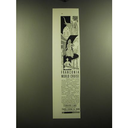 1931 Cunard Line Cruise Ad - Franconia World Cruise