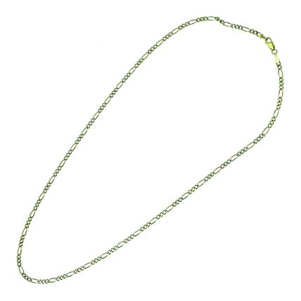 New 14K Solid Yellow Gold 3 mm Figaro White Pave Link 20" Chain Necklace 8.9 Gr