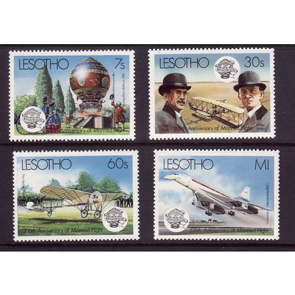 LESOTHO 1983 MANNED FLIGHT SG 545 / 548 SET 4 VALS U/M MINT