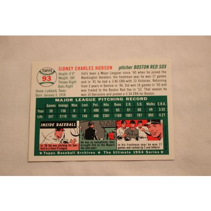 Sidney Sid Hudson 1994 Topps 1954 Archives NO. 93