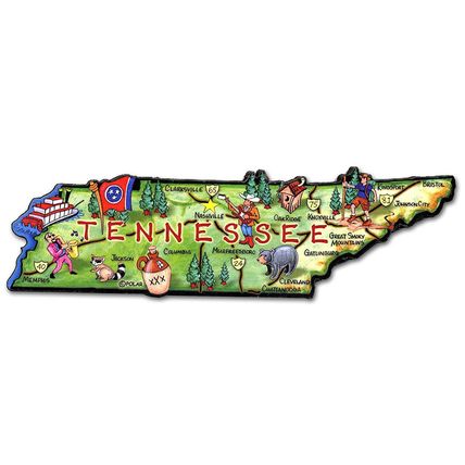 Tennessee The Volunteer State Artwood Jumbo Fridge Magnet