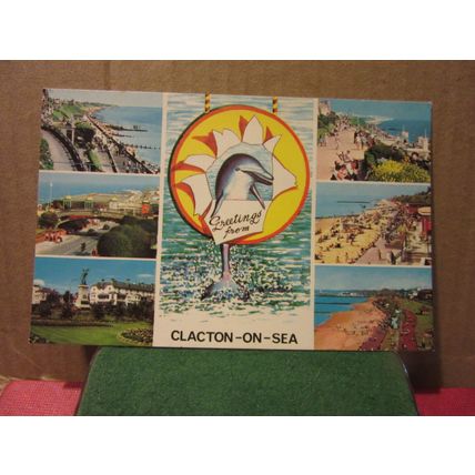 multiview, CLACTON-ON-SEA, ESSEX . unused postcard Colourmaster vgc dolphin =