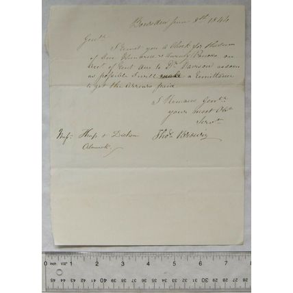1844 letter Thomas Brown, Berwick