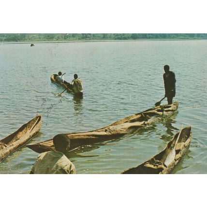 Burundi African Fishing Canoe Boats Rare Postcard