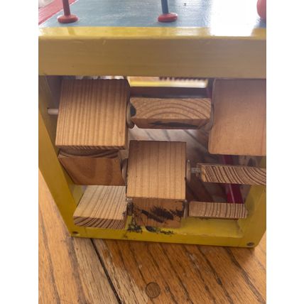 Very Cool & Rare Kids Wooden Maze Rollercoaster 13" Long 5 Activities Chalkboard
