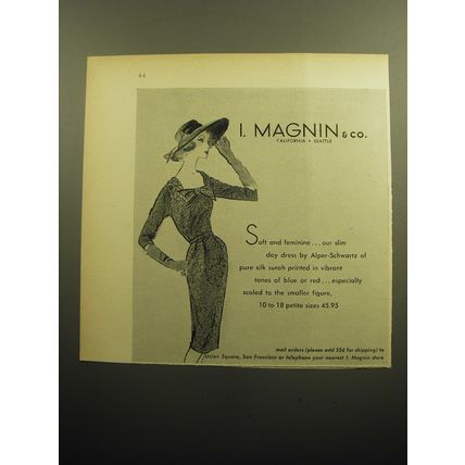1958 I. Magnin Dress by Alper-Schwartz Advertisement