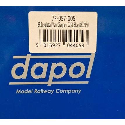 Dapol 7F-057-005 12 Ton Insulated Van Wagon B872150 BR Light Blue O Gauge - NEW