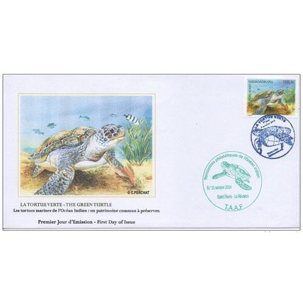 Madagascar FDC La Tortue Verte Green Turtle 2014 Joint Issue Faune Fauna