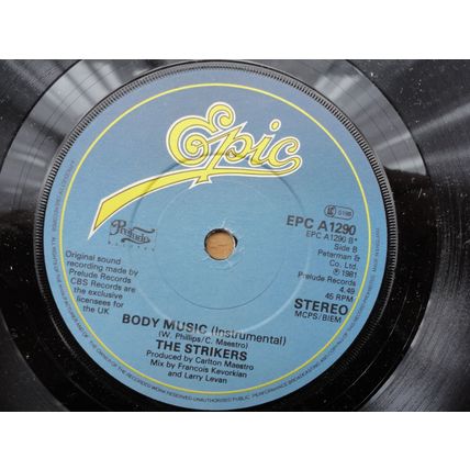 Strikers 1981 7" Vinyl Single Body Music b/w Body Music Instrumental