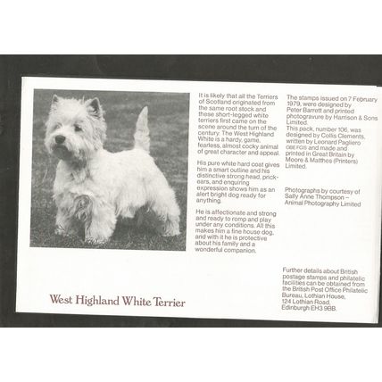 Dogs Mint Stamp Set Presentation Pack Number 106 1979