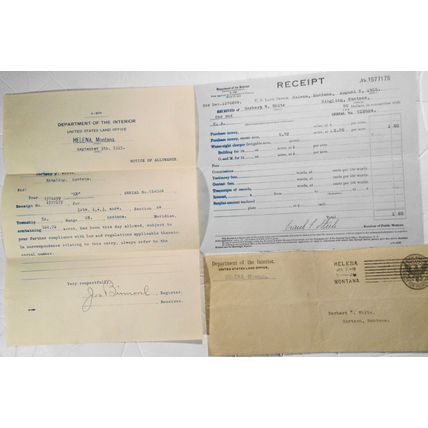 1915 Notice of Allowance, Department of the Interior Land Office, Helena Montana