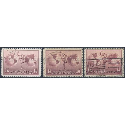 Airmail - Australia 1934/48 - FH - SG 153, 153a & 153b (B)