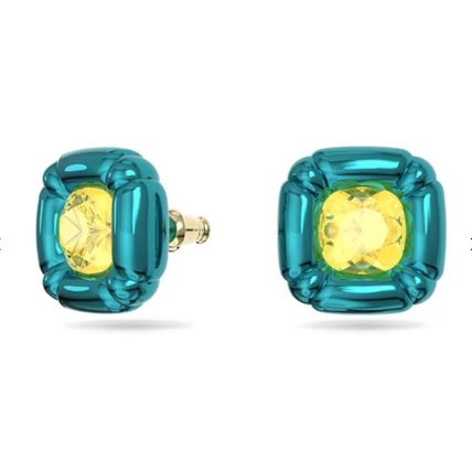 SWAROVSKI Blue & Yellow Dulcis Cushion Cut Crystal Stud Earrings BNIB (RARE)