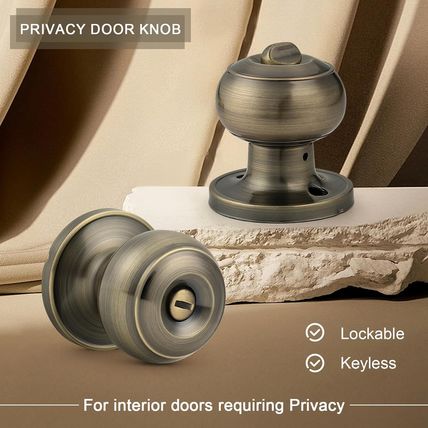 Probrico 6 Pack Privacy Door Knobs Lock Interior Bedroom Bathroom Door Handle An