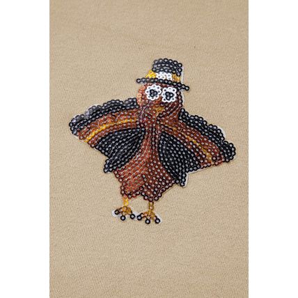 Parchment Shimmering Turkey Pattern Thanksgiving Holiday Sweatshirt