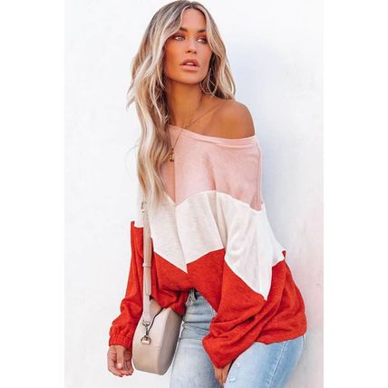 Orange Oversized Chevron Knit Top