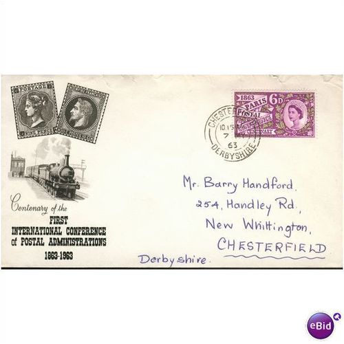 GB FDC 1963 - Paris Postal Conference Centenary 2