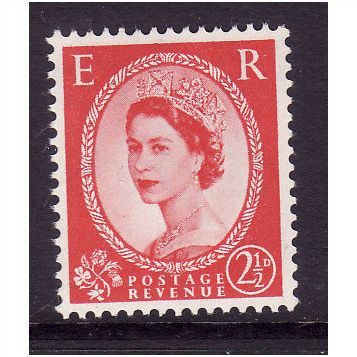 GREAT BRITAIN 1952 SG519 QEII TUDOR 2 1/2d CARMINE RED U/M MINT #1