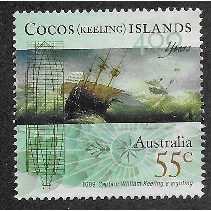 CKI 2009 55c 'ENGLISH EAST INDIAMAN' FINE USED (EBID70-985)