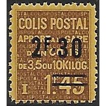 France Pa Mi 123: 2 Fr. 30 on 1 Fr. 45 brown-ochre/yellow ochre Parcel Stamp