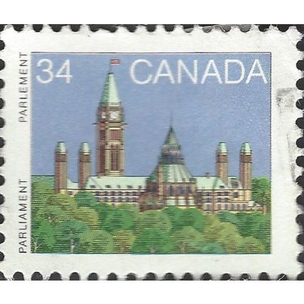 CANADA, Parliament Buildings, westblock , blue 1985, 34c, #4