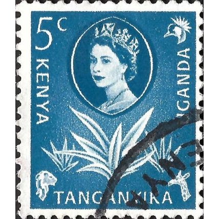 BRITISH EAST AFRICA, Elizabeth II, Sisal agave, blue 1960, 5c, #2