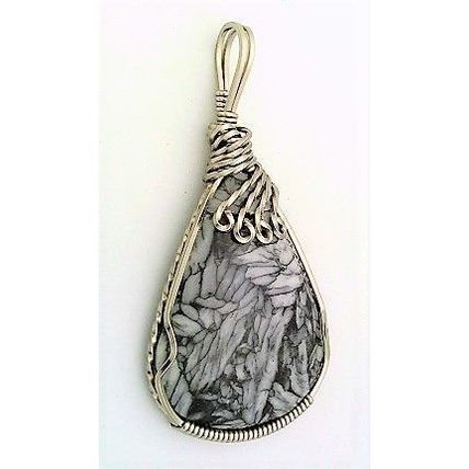 Pinolith Magnesite Titanium Copper Wire Wrap Gemstone Pendant 6