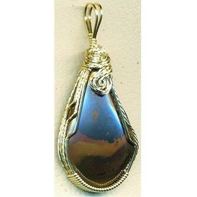Mara Mamba Tiger Eye Brass Wire Wrap Gemstone Pendant 57