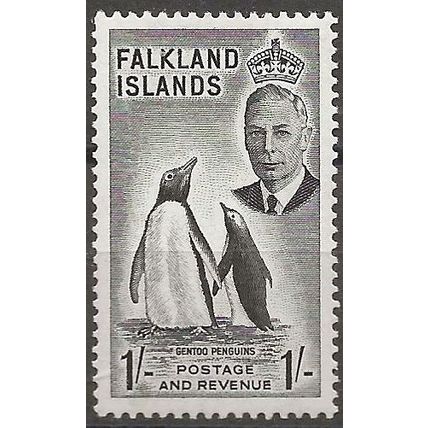 Falkland Islands 1952 SG180 1/- Black Mounted Mint .