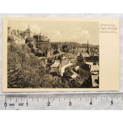 vintage postcard Luxembourg - L'eglise St Michel et pont du chateau