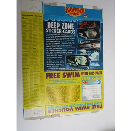 Quaker Sugar Puffs 2004 Cereal Box Deep Zone Stickers 450g Box only