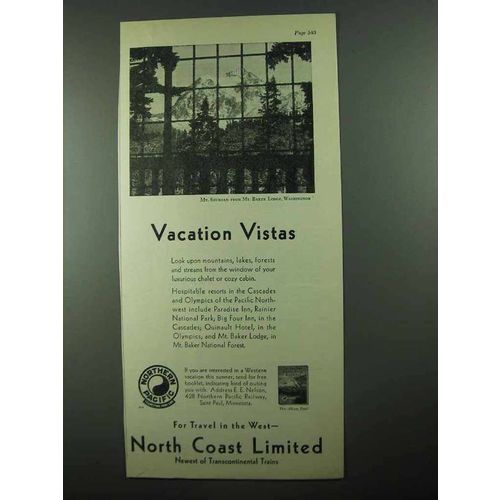 1931 Northern Pacific Railroad Ad - Vacation Vistas