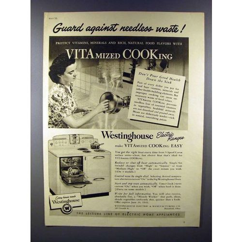 1941 Westinghouse Electric Range Ad - Vitamized Cooking