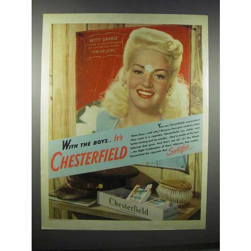 1944 Chesterfield Cigarettes Ad - Betty Grable