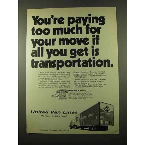 1975 United Van Lines Ad - You're Paying Too Much