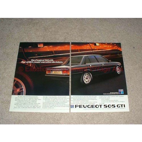 1985 2pg Peugeot 505 GTI Car Ad, Lifes Easier Decision!