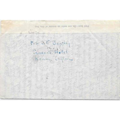 Ceylon Aerogram Air Letter 1953 Kandy uprated to Edmonton Alberta Canada