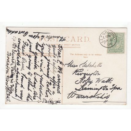 1906 Llandudno Welsh Single Ring Postmark on Postcard