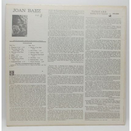JOAN BAEZ Vol. 2 Vanguard LP Vinyl Album 1961 VRS-9094-B (P3)