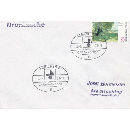 West Berlin 1973 Munich Caravan and Boat Show cover Munchen special cancel VGC