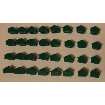 Monopoly Green Plastic Houses lot of 32 Standard Edition