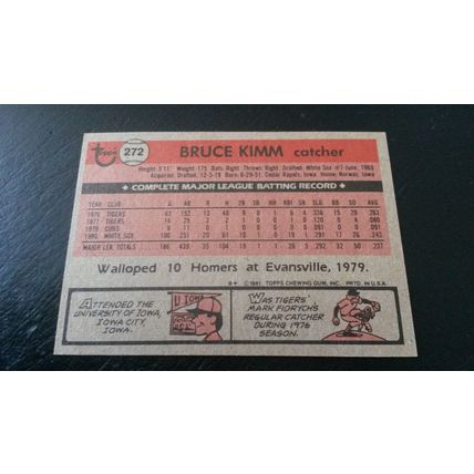 1981 Topps Card # 272 Bruce Kimm Very Good-Excellent (4) Chicago White Sox