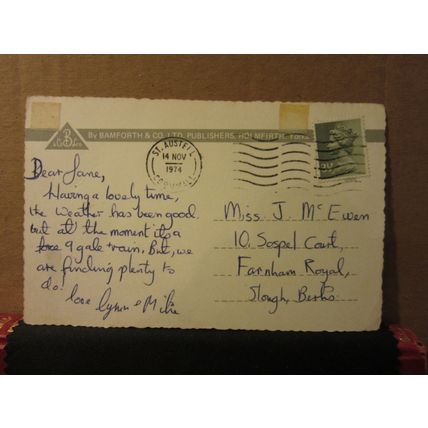 LANDS END POINT, CORNWALL used postcard by Bamforth 1974 pm =